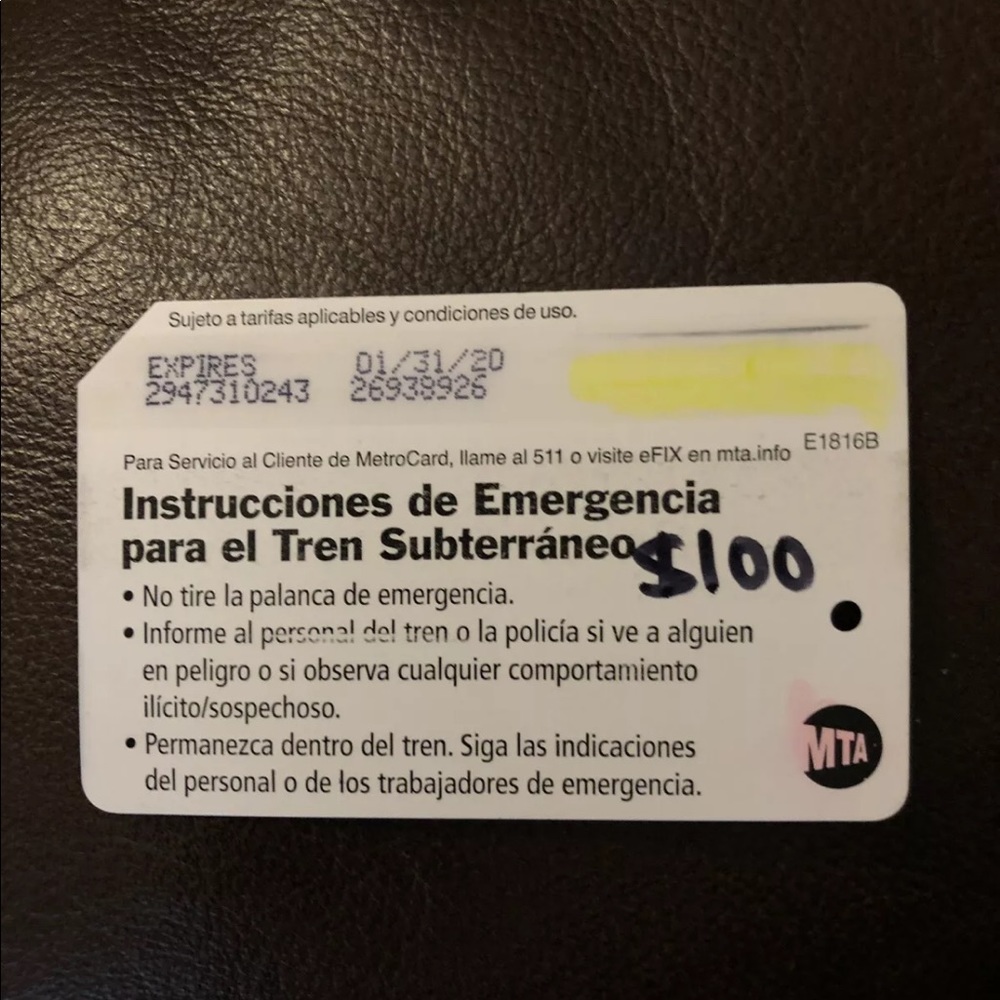 $100 Filled Metrocard!